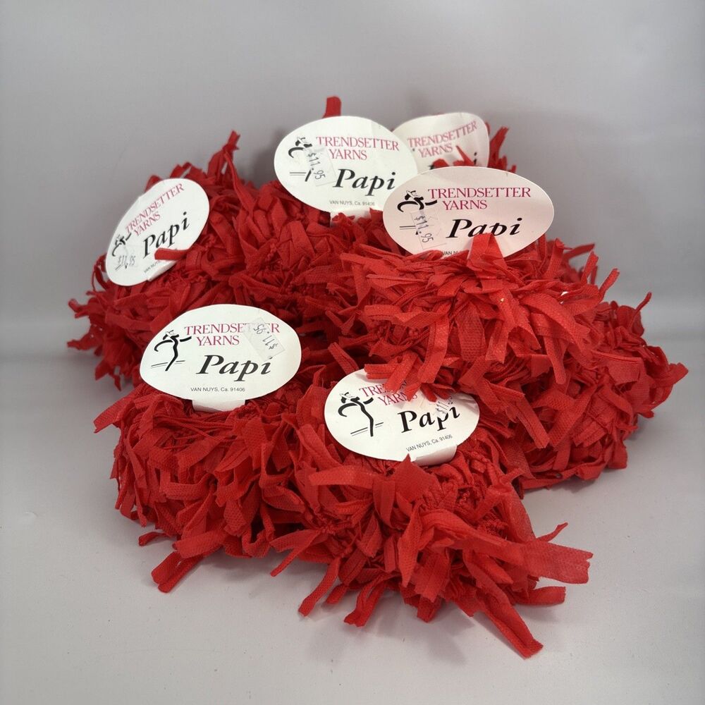 Lot 12 Trendsetter Yarns "Papi" Color 23 Red DISCONTINUED HTF Read Description